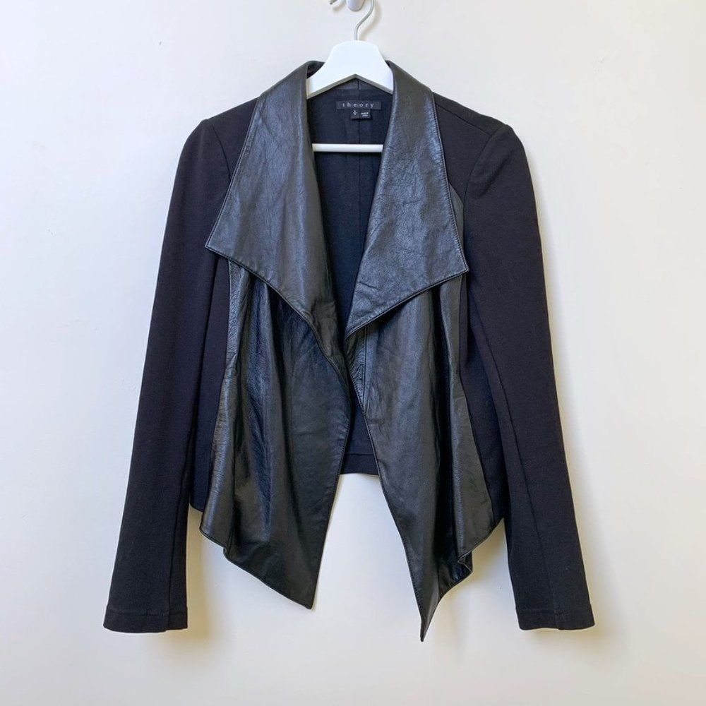 Theory Leather and Jersey Blazer
